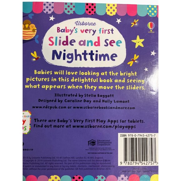 Usborne Babys Very First Slide And See Nighttime Board Book - Picture 7 of 16